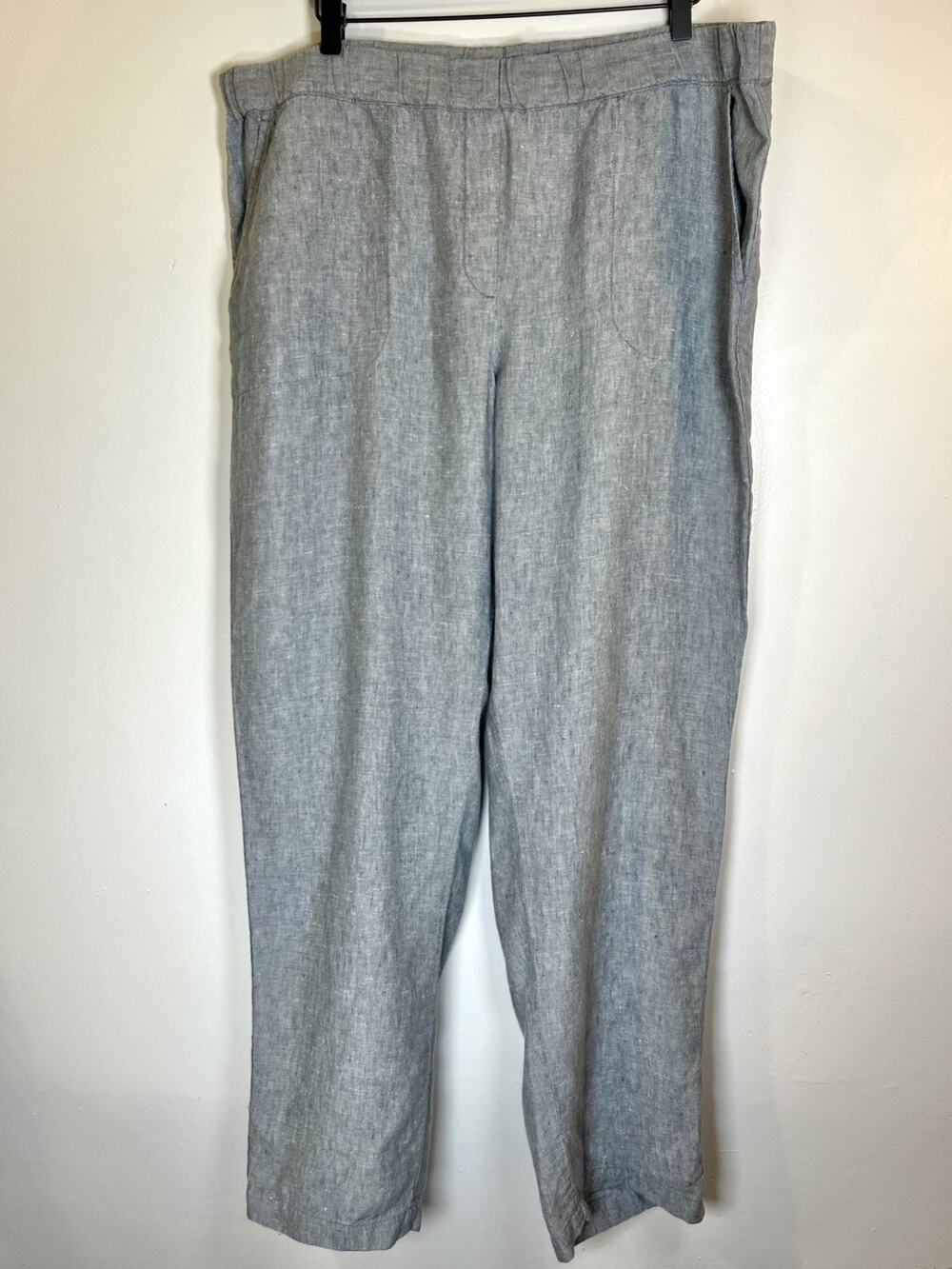 J Jill PureJill Wide Leg 100% Linen Relaxed Pants Size XL Tall Gray Lagenlook